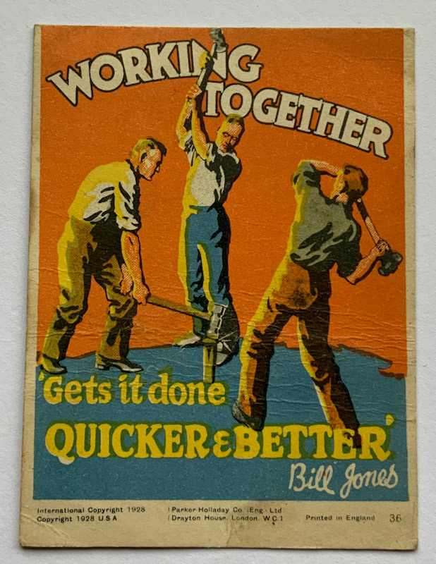 1928 Propaganda card by Parker Halladay USA working together gets it done quicker